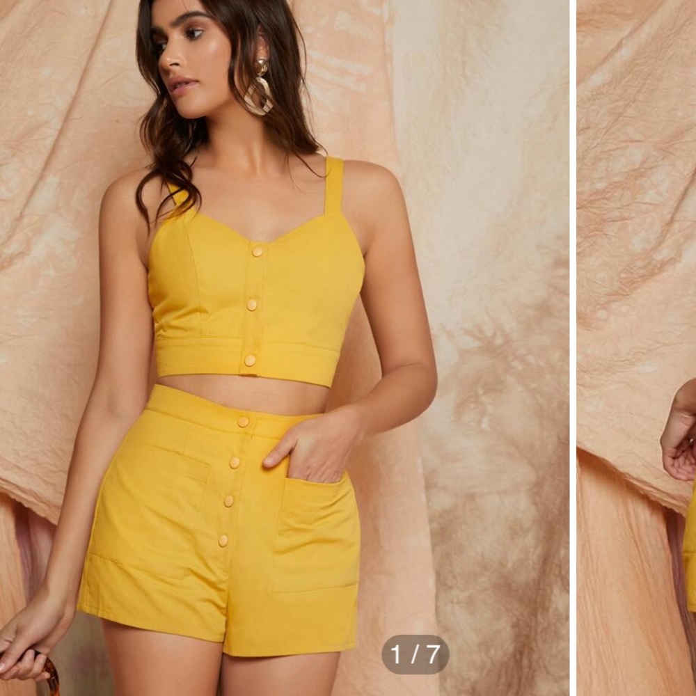 2 piece set - mustard yellow - size S